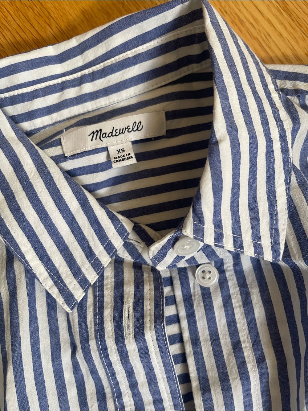 Madewell Navy and White Vertical Stripe Button-Down Shirt